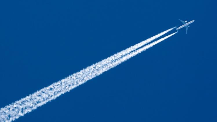 The contrail of a high speed airplane