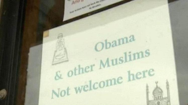 racist shop sign in chicago shop window.