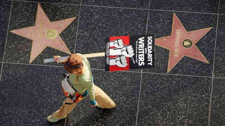 OTHER UNIONS JOIN STRIKING WRITERS FOR MARCH DOWN HOLLYWOOD BLVD