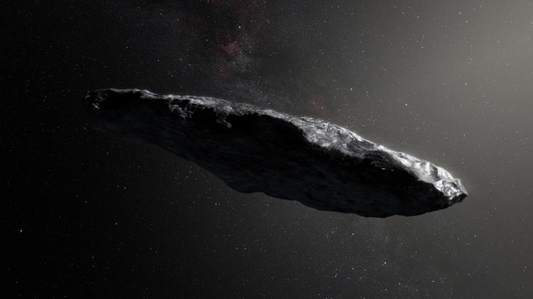 Artist's impression of the interstellar asteroid `Oumuamua