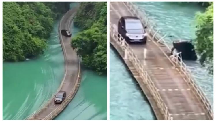 Drame en vacances: un véhicule percute la rambarde d’un pont flottant et finit sa course dans l’eau (vidéo)