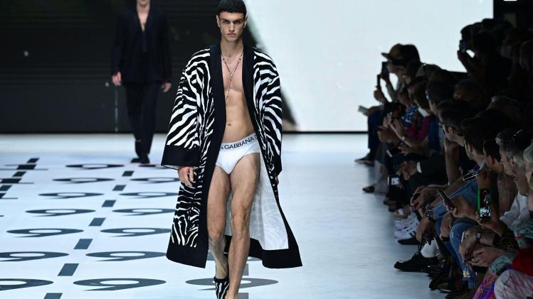 A_model_presents_a_creation_for_Dolce_and_Gabbana_s_Men_s_Spring_Summer_2023_fas