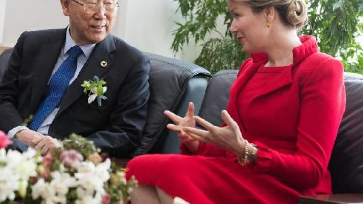 Koningin Mathilde ontmoet gewezen VN-secretaris-generaal Ban Ki-moon