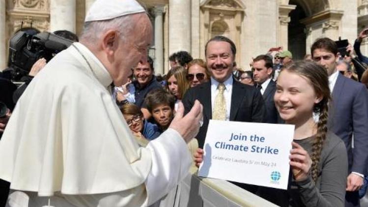 Klimaatactiviste Greta Thunberg op bezoek bij paus Franciscus