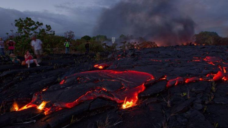 Lava from Kilauea covers the Hawaii County Lava Viewing Area
