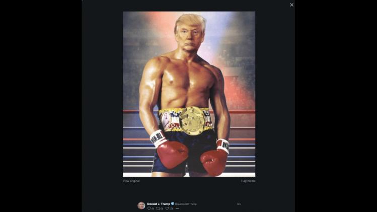 Trump kruipt in de huid van Rocky Balboa
