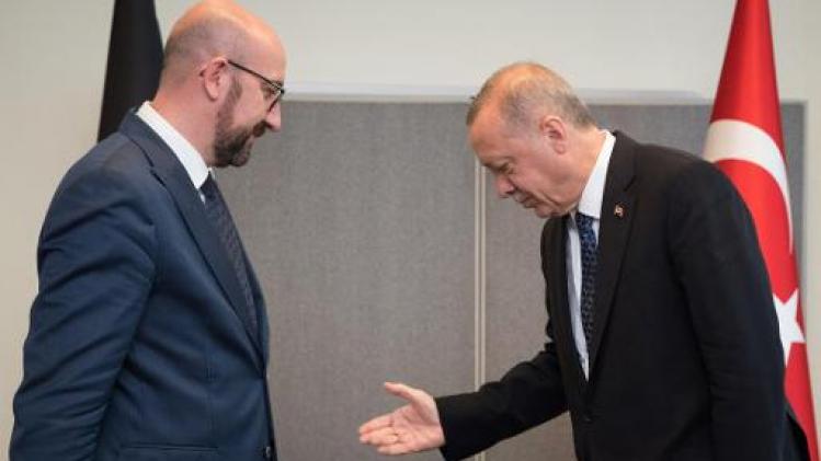 Europees Raadsvoorzitter Charles Michel ontmoet Turks president Erdogan