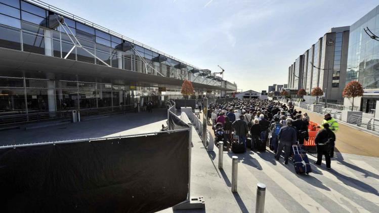 BRUSSELS AIRPORT ATTACKS PRESS VISIT DEPARTURE HALL