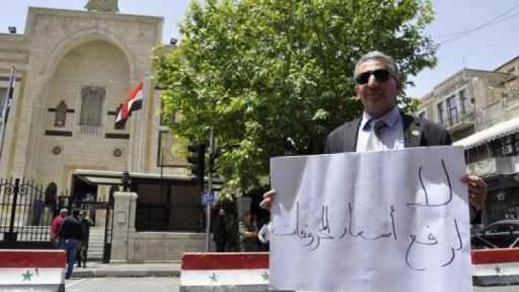 Protest tegen stijgende prijzen in Syrische hoofdstad Damascus