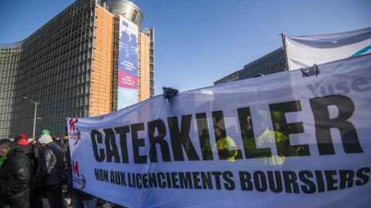 Honderden Caterpillar-arbeiders betogen in Brussel
