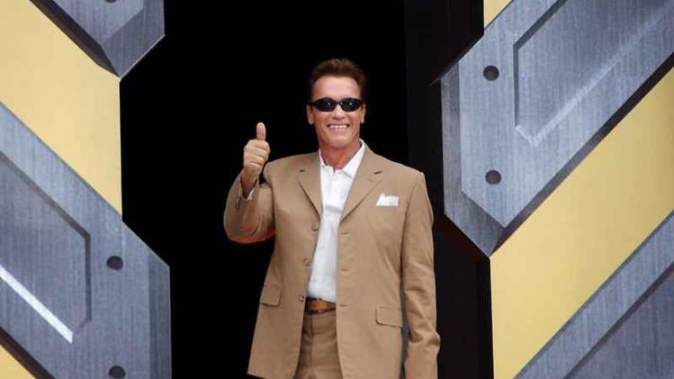 Arnold Schwarzenegger op de set van 'Terminator'