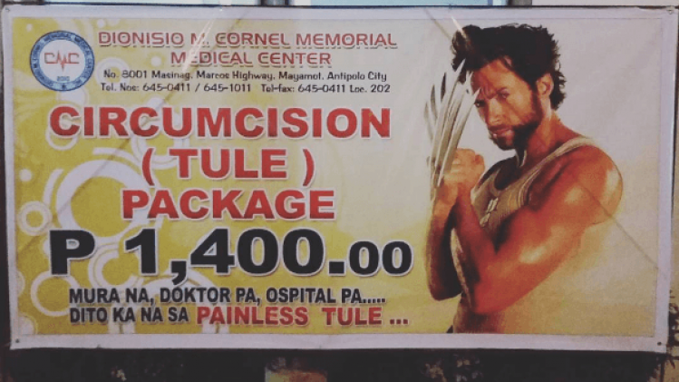 Wolverine prijst in Filippijns ziekenhuis besnijdenissen aan