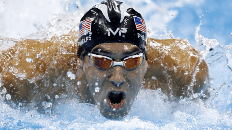 Michael Phelps in actie