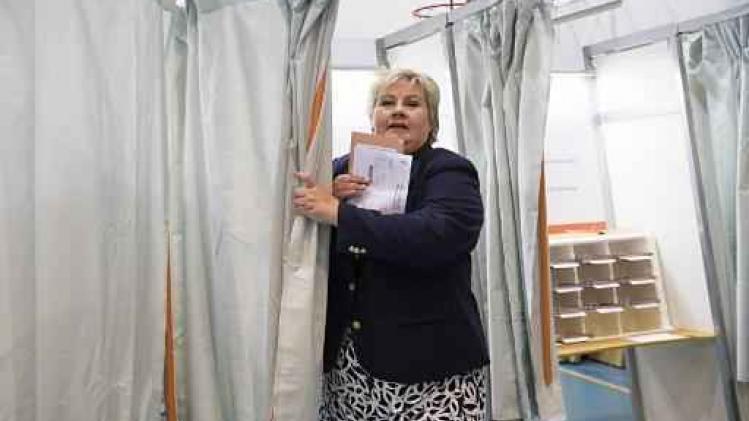 Verkiezingen Noorwegen - Noorse premier Erna Solberg eist overwinning op