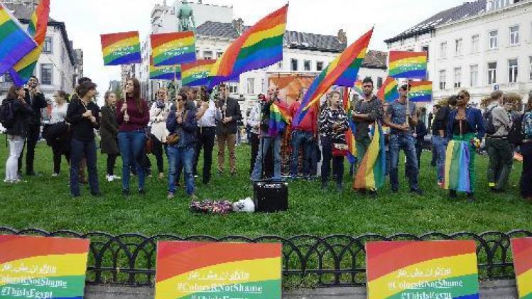 Betoging aan Europees Parlement tegen geweld holebi's en transgenders in Egypte