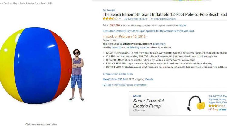 Internet ligt in een deuk met review over strandbal die 100 dollar kost