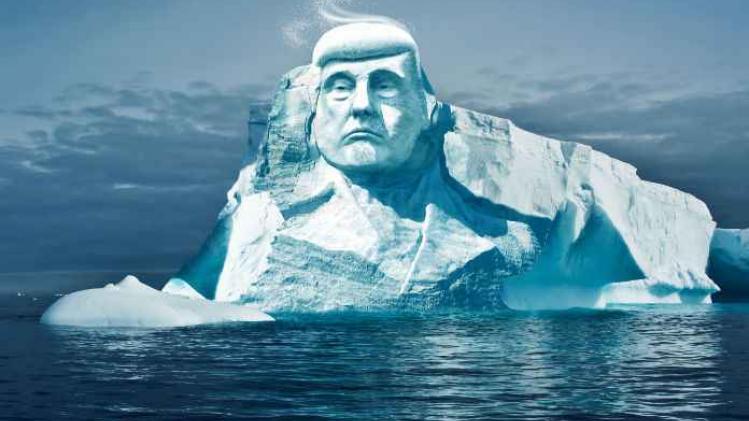 Gezicht Donald Trump op ijsberg