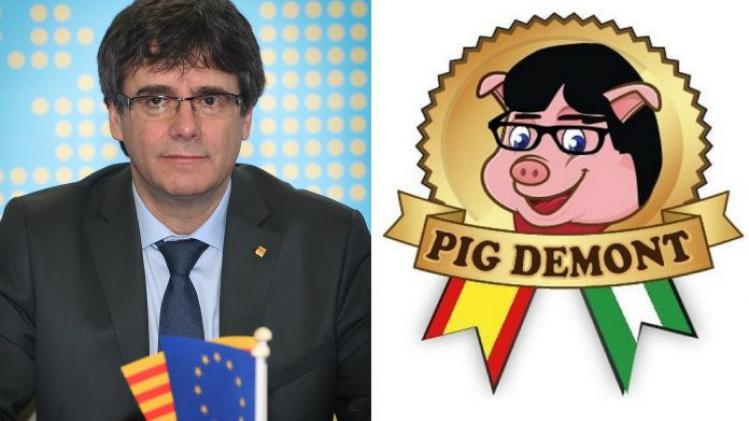 Puigdemont wil hesp van 'Pig Demont' uit de rekken