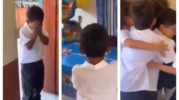 LIEF. Dit jongetje barst in tranen uit wanneer klasgenootjes hem verrassen: «Ik ben zo gelukkig» (video)